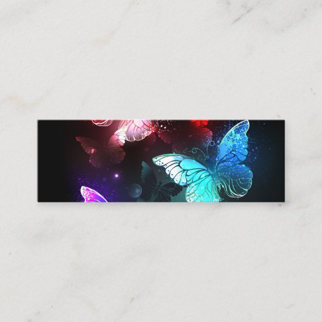 Three Glowing Butterflies on night background Calling Card (Front)