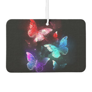 Three Glowing Butterflies on night background Car Air Freshener