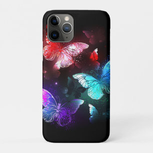 Three Glowing Butterflies on night background iPhone 11 Pro Case