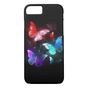 Three Glowing Butterflies on night background iPhone 8/7 Case