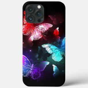 Three Glowing Butterflies on night background iPhone 13 Pro Max Case