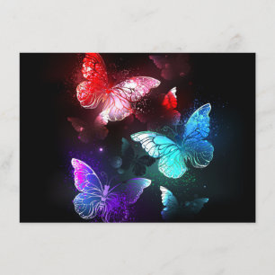 Three Glowing Butterflies on night background Enclosure Card