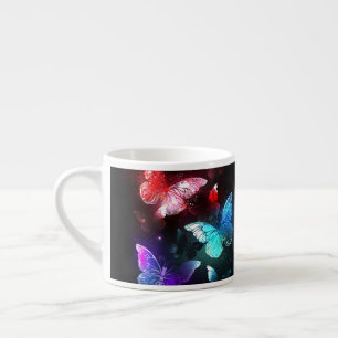 Three Glowing Butterflies on night background Espresso Cup