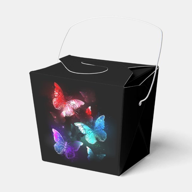 Three Glowing Butterflies on night background Favour Box (Front Side)
