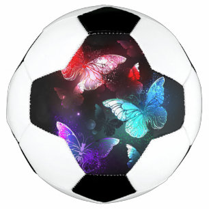 Three Glowing Butterflies on night background Football
