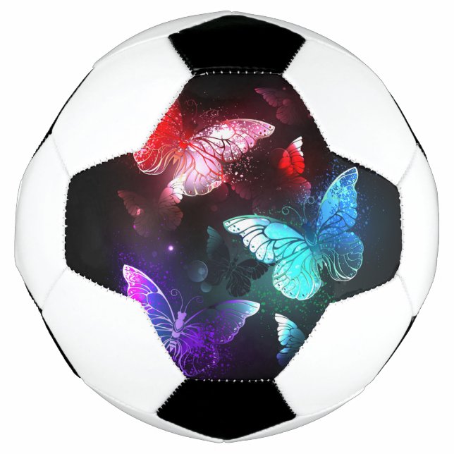 Three Glowing Butterflies on night background Football (Front)