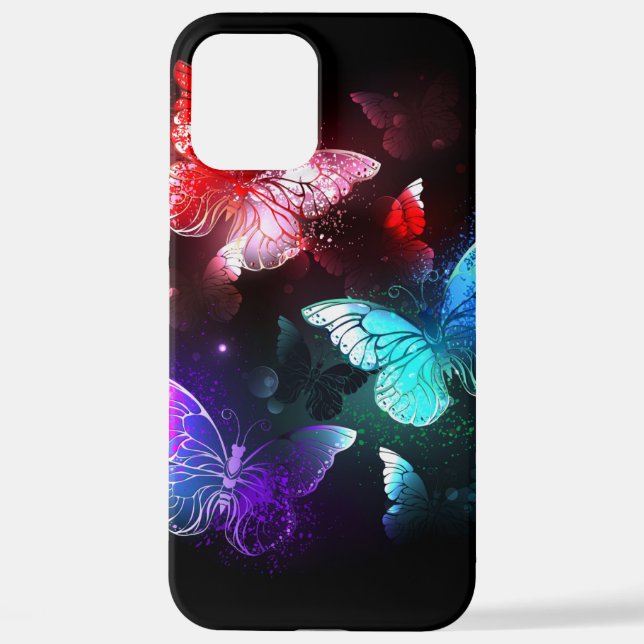 Three Glowing Butterflies on night background iPhone Case (Back)