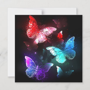 Three Glowing Butterflies on night background Magnetic Invitation