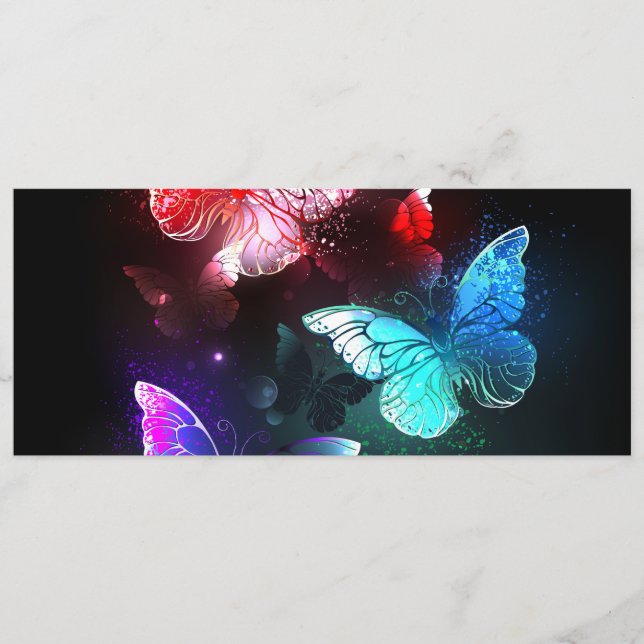 Three Glowing Butterflies on night background Menu (Front)