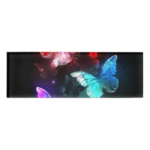 Three Glowing Butterflies on night background Name Tag