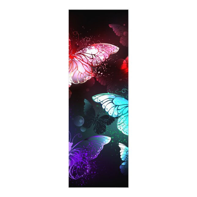 Three Glowing Butterflies on night background Photo Print (Front)