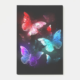 Three Glowing Butterflies on night background Post-it Notes