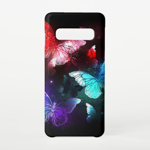 Three Glowing Butterflies on night background Samsung Galaxy Case