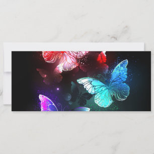 Three Glowing Butterflies on night background Save The Date