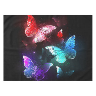 Three Glowing Butterflies on night background Tablecloth
