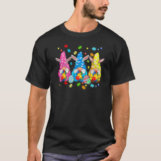 Three Gnome Autism Awareness Puzzle Piece Happy Ea T-Shirt