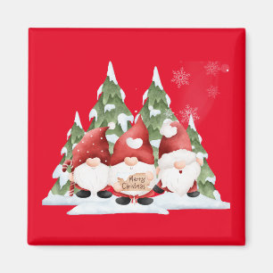 Three Gnome Christmas Magnet
