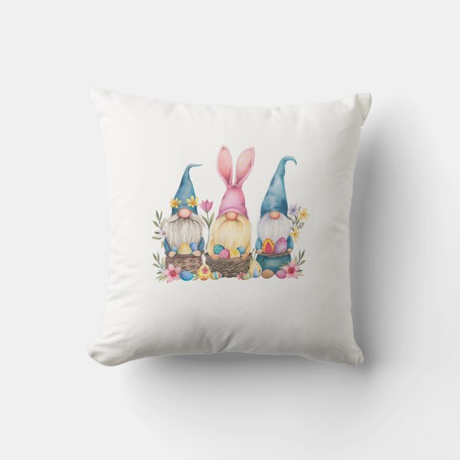 Three Gnome Easter Gnome Easter Egg T-Shirt Cushion (Front)