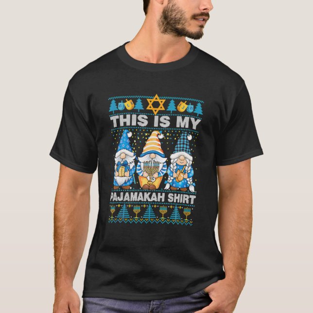 Three Gnome Hanukkah This Is My Pajamakah Boys T-Shirt (Front)