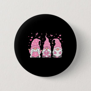 Three Gnome Pink Ribbon Warrior Breast Cancer Awar 6 Cm Round Badge