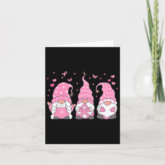 Three Gnome Pink Ribbon Warrior Breast Cancer Awar Card