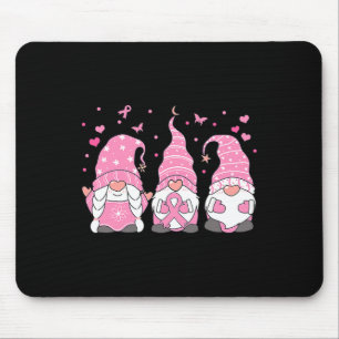 Three Gnome Pink Ribbon Warrior Breast Cancer Awar Mouse Mat