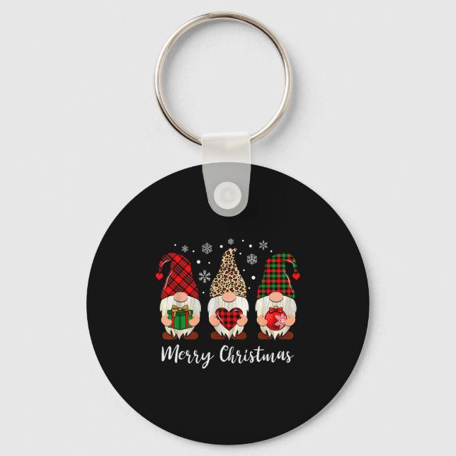 Three Gnome Shirt For Women Merry Christmas Buffal Key Ring (Front)