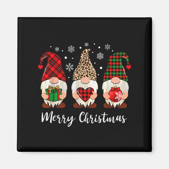 Three Gnome Shirt For Women Merry Christmas Buffal Magnet (Front)