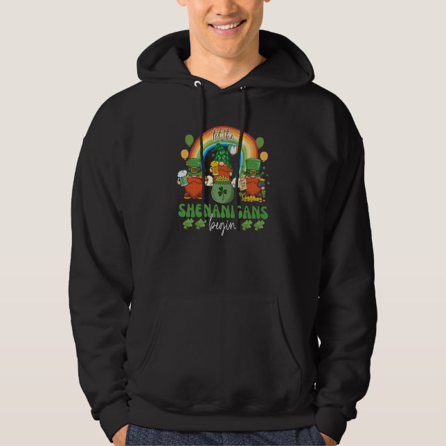 Three Gnome St Patricks Day Let the Shenanigans Be Hoodie (Front)