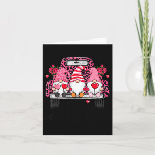 Three Gnomes And Leopard Truck Happy Valentine's D Card