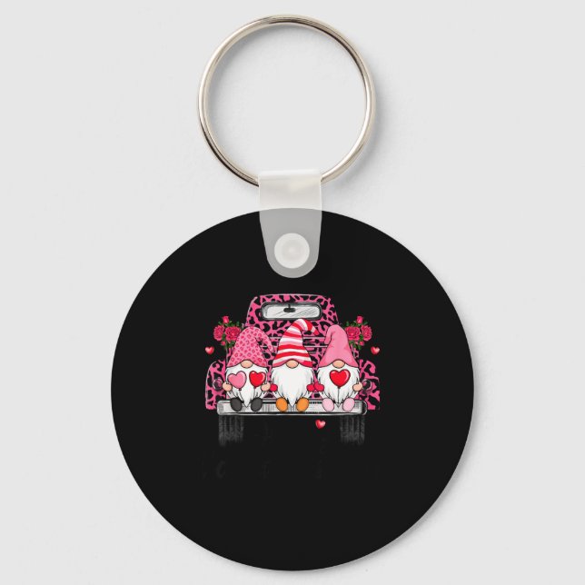 Three Gnomes And Leopard Truck Happy Valentine's D Key Ring (Front)