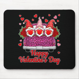Three Gnomes And Leopard Truck Happy Valentine's D Mouse Mat