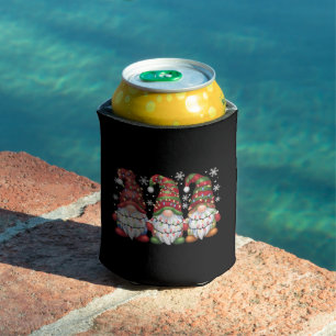 Three Gnomes Buffalo Plaid Red Christmas Can Cooler