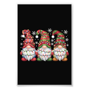 Three Gnomes Buffalo Plaid Red Christmas Photo Print