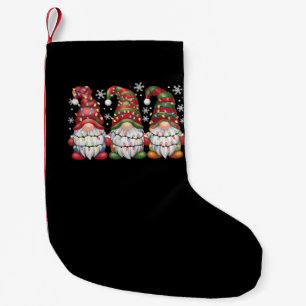 Three Gnomes Buffalo Plaid Red Christmas Small Christmas Stocking