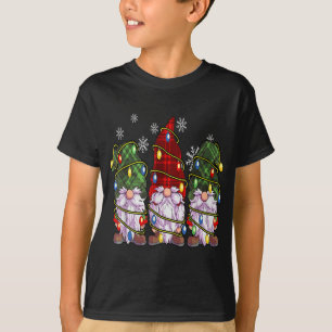Three Gnomes Buffalo Plaid Red Christmas T-Shirt