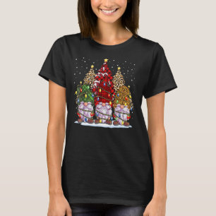 Three Gnomes Buffalo Plaid Red Green Leopard Chris T-Shirt