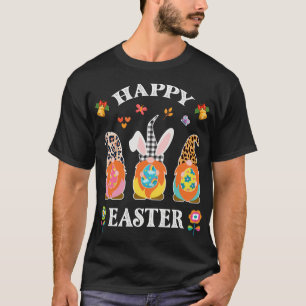 Three Gnomes Bunny Holding Egg Happy Easter Day T-Shirt