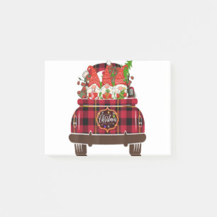 Three Gnomes Car Plaid Matching Family Merry Chris Post-it Notes