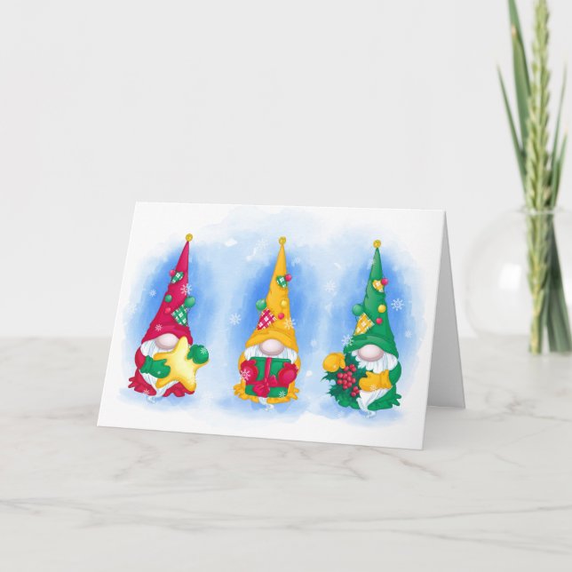Three Gnomes Christmas Holiday Card (Front)