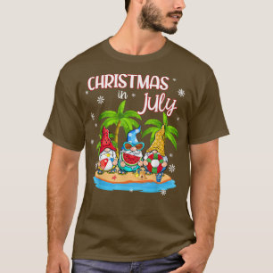 Three Gnomes Christmas In July Summer Beach Vacati T-Shirt