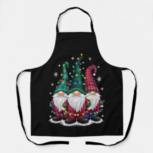 Three Gnomes Christmas Lights Xmas Holiday Apron
