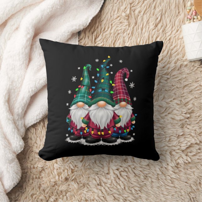Three Gnomes Christmas Lights Xmas Holiday Cushion (Blanket)