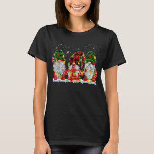 Three Gnomes Gnomies Christmas Lights Buffalo Plai T-Shirt