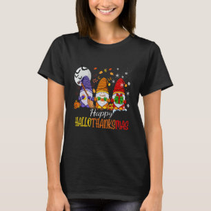 Three Gnomes Hallothanksmas Halloween Christmas Th T-Shirt