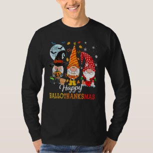 Three Gnomes Hallothanksmas Halloween Christmas Th T-Shirt