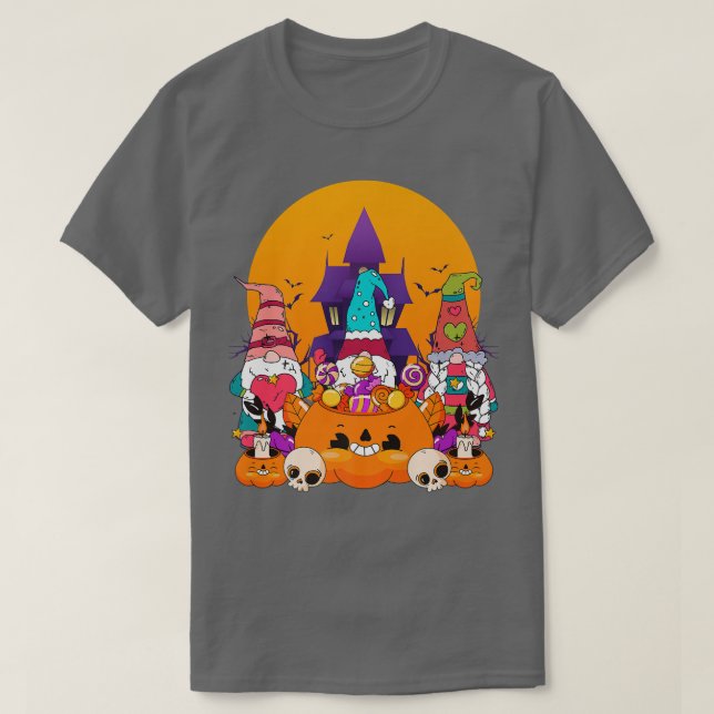 Three Gnomes Happy Halloween Costume Fall Candy Co T-Shirt (Design Front)