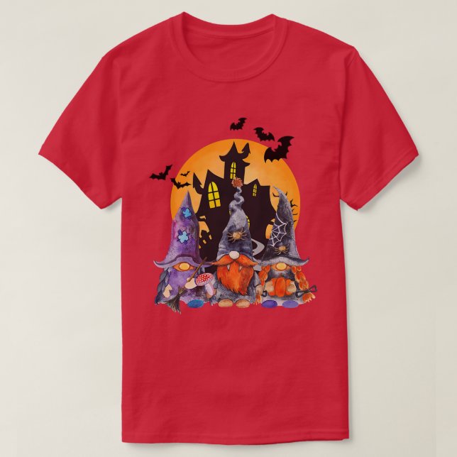 Three Gnomes Happy Halloween Fall Candy Corn Pumpk T-Shirt (Design Front)