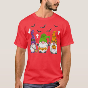 Three Gnomes Happy Halloween Pumpkin Witch Gnomes  T-Shirt