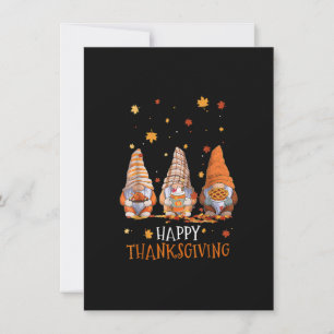 Three Gnomes Happy Thanksgiving Autumn Fall Pumpki Invitation